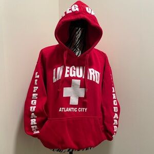 Lifeguard Red Hoodie Atlantic City NJ Size Large Unisex